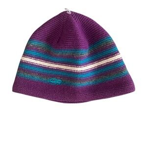 Outdoor Research Spitsbergen Windstopper Hat Unisex Wool Purple Blue Striped